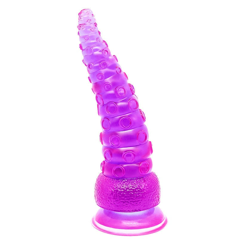 Octopus tentacle dildo with realistic PVC shaft and rolling beads, waterproof design.