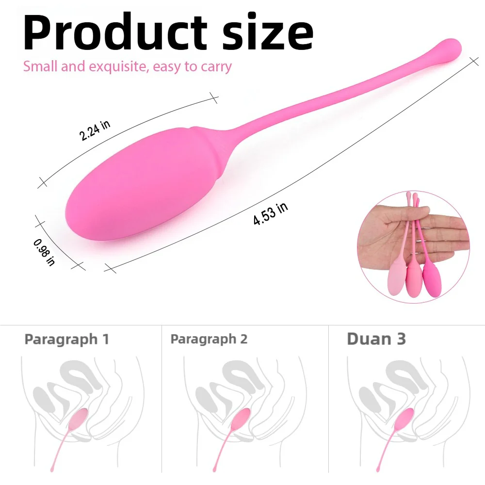 Rose Medical Grade Kegel Exercise Balls, small and portable pink design with product dimensions.