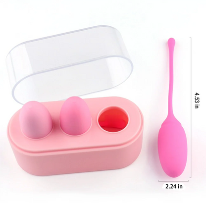 Rose Medical Grade Vaginal Tightening Kegel Exercise Balls with case and dimensions.