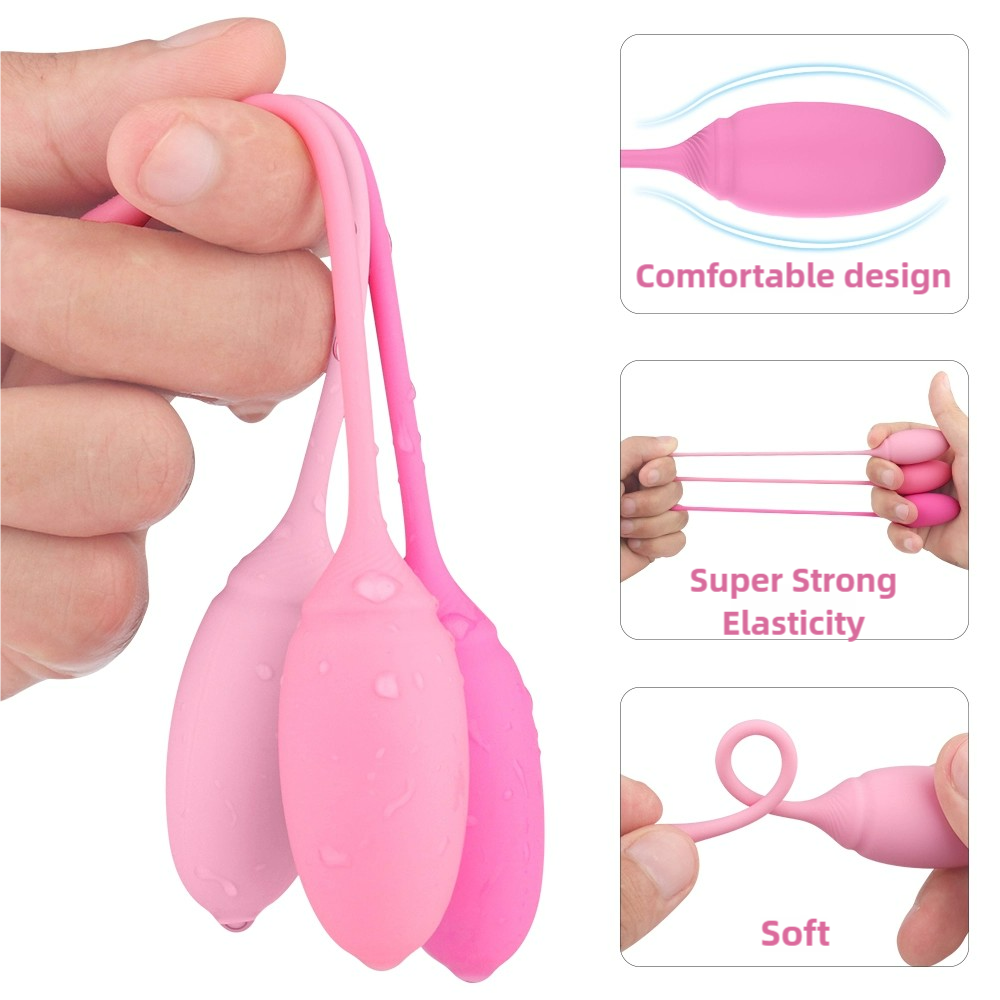 Rose Medical Grade Vaginal Tightening Kegel Exercise Balls held in hand, showcasing comfortable design, super strong elasticity, and softness.