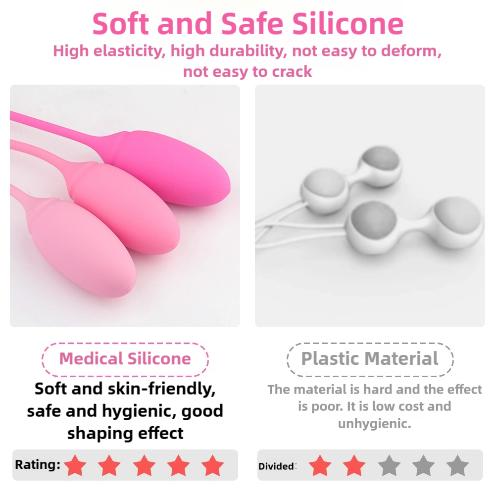 Rose Medical Grade Kegel balls, soft and safe silicone, high elasticity, durable, skin-friendly.
