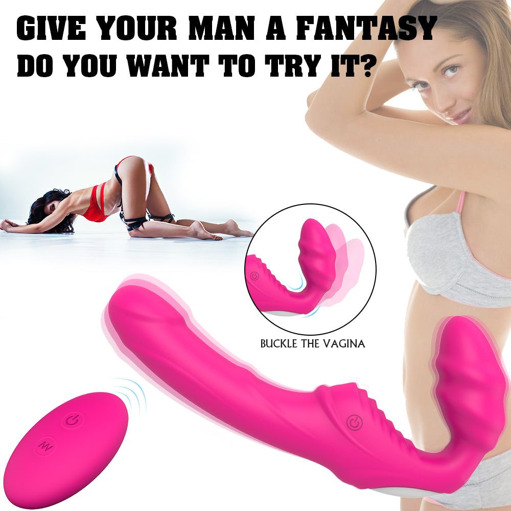 Rechargeable wearable vibrating dildo with removable USB bullet vibrator.