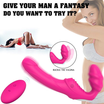 Rechargeable wearable vibrating dildo with removable USB bullet vibrator.