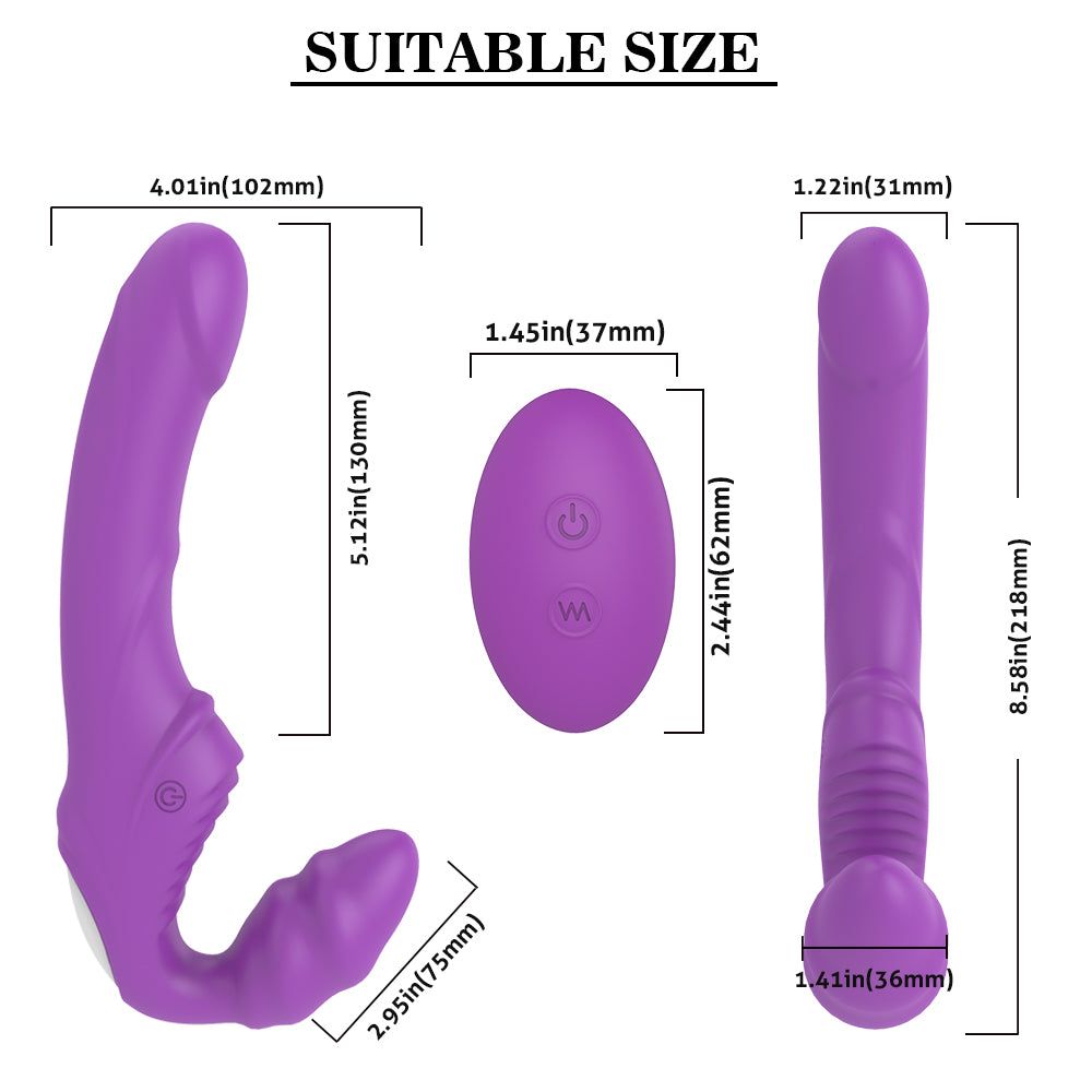 Rechargeable wearable vibrating dildo with dual-head design and removable USB bullet vibrator.