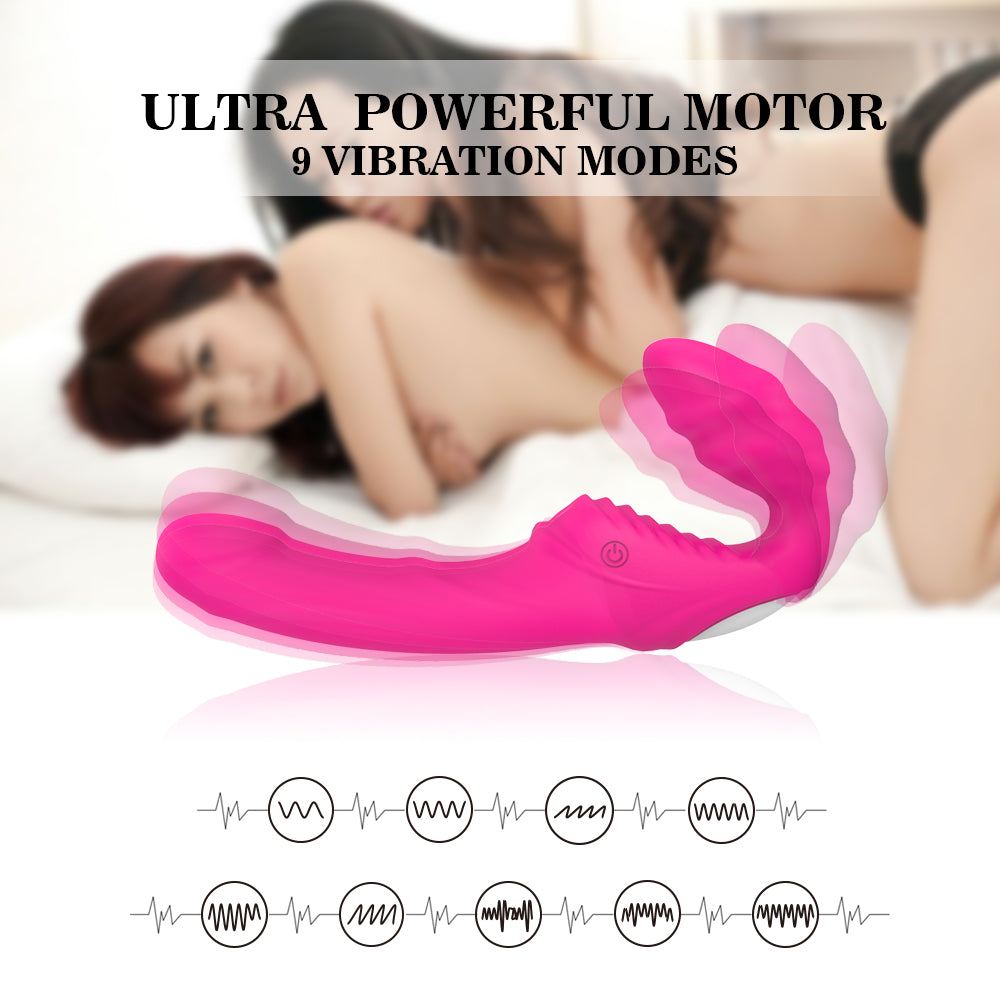 Rechargeable wearable vibrating dildo with dual-head vibration, silicone strap-on, USB rechargeable.