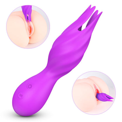 Velvet-smooth rechargeable clitoral stimulator with dual-head vibration and flexible tip.