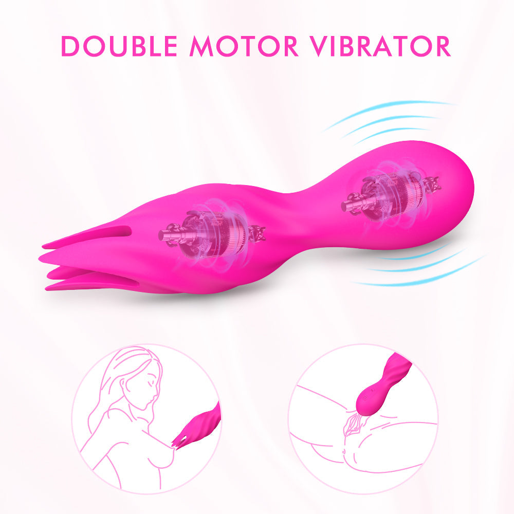 Velvet-smooth rechargeable clitoral stimulator with dual-head vibration and flexible design.