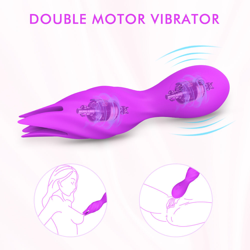 Rechargeable clitoral stimulator with dual-head vibration.