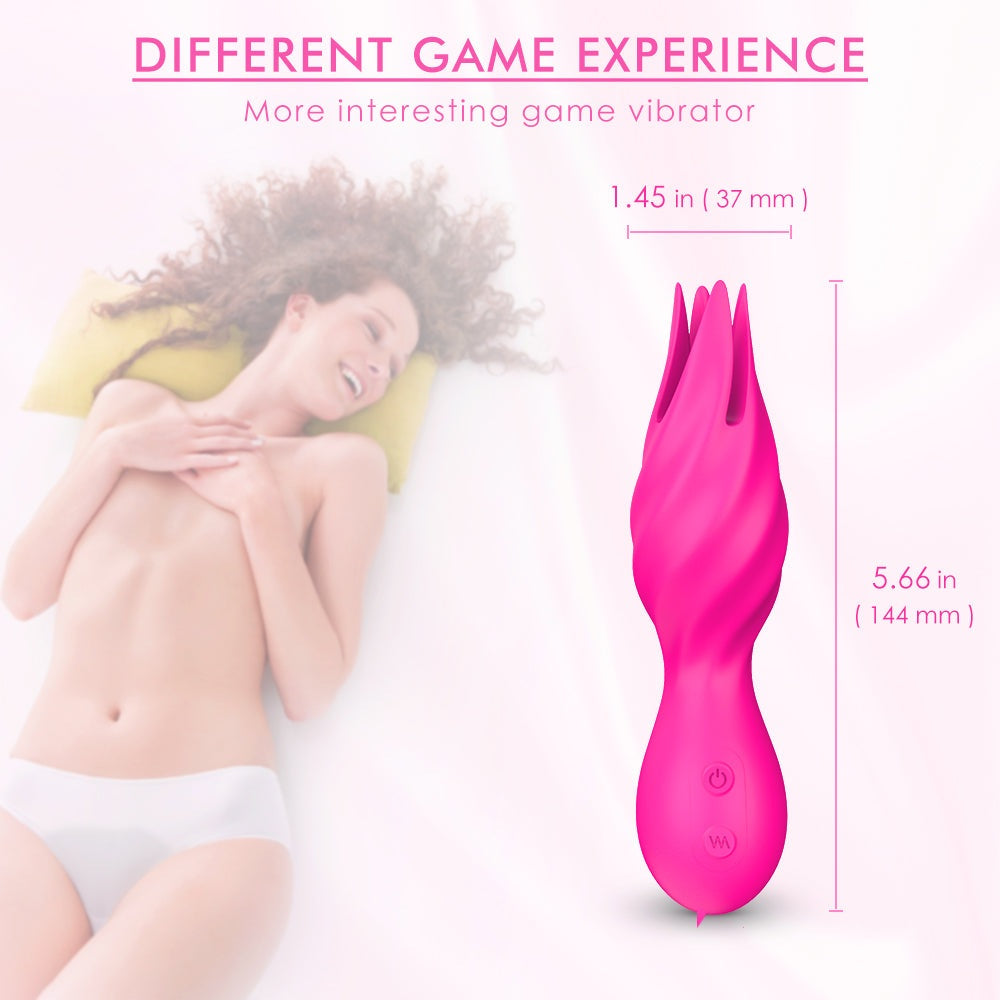 Rechargeable clitoral stimulator with dual-head vibration and flexible tip.