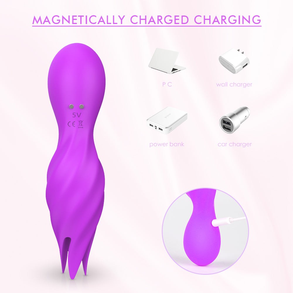 Rechargeable clitoral stimulator with dual-head vibration and waterproof design.