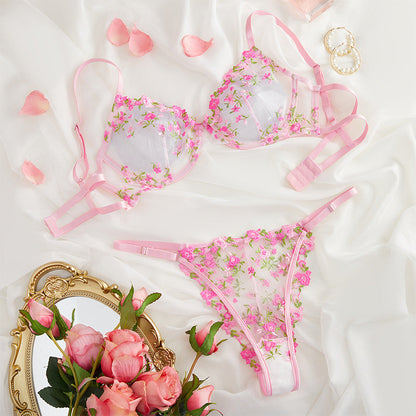 Wesweetie bestselling underwire sheer mesh lingerie set with floral design.