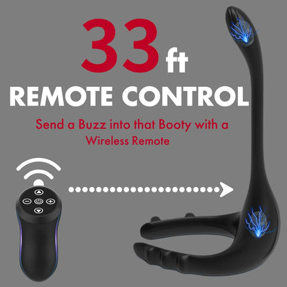 Adjustable rings and vibrators with remote control, featuring cock ring, taint vibe, and prostate massager with silicone texture.