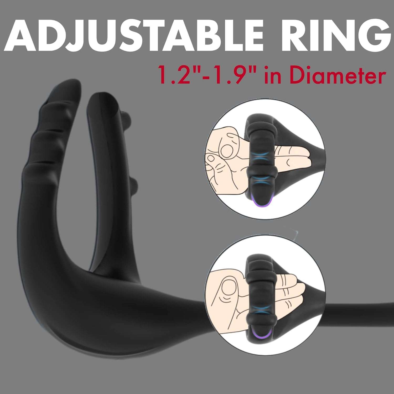 Adjustable silicone ring with innovative buckle design, fits 1.2"-1.9" in diameter for enhanced sensitivity.