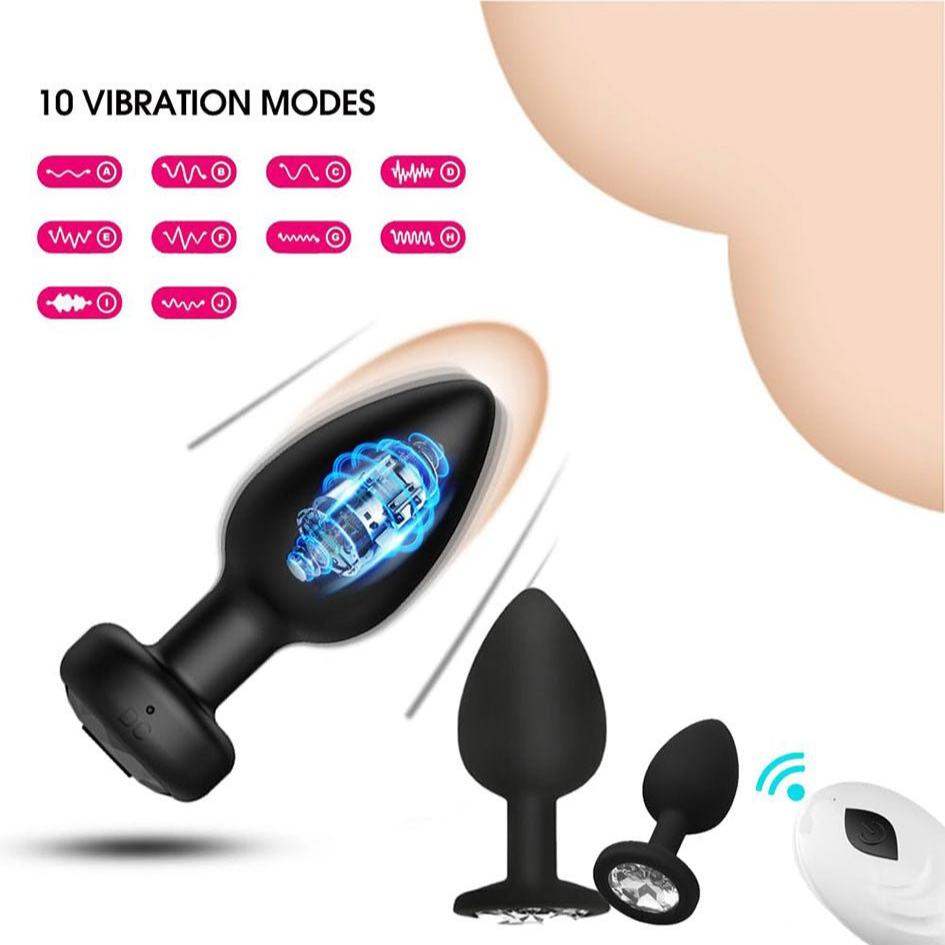 Anal plug adult sex toy with 10 vibration modes, waterproof and rechargeable.