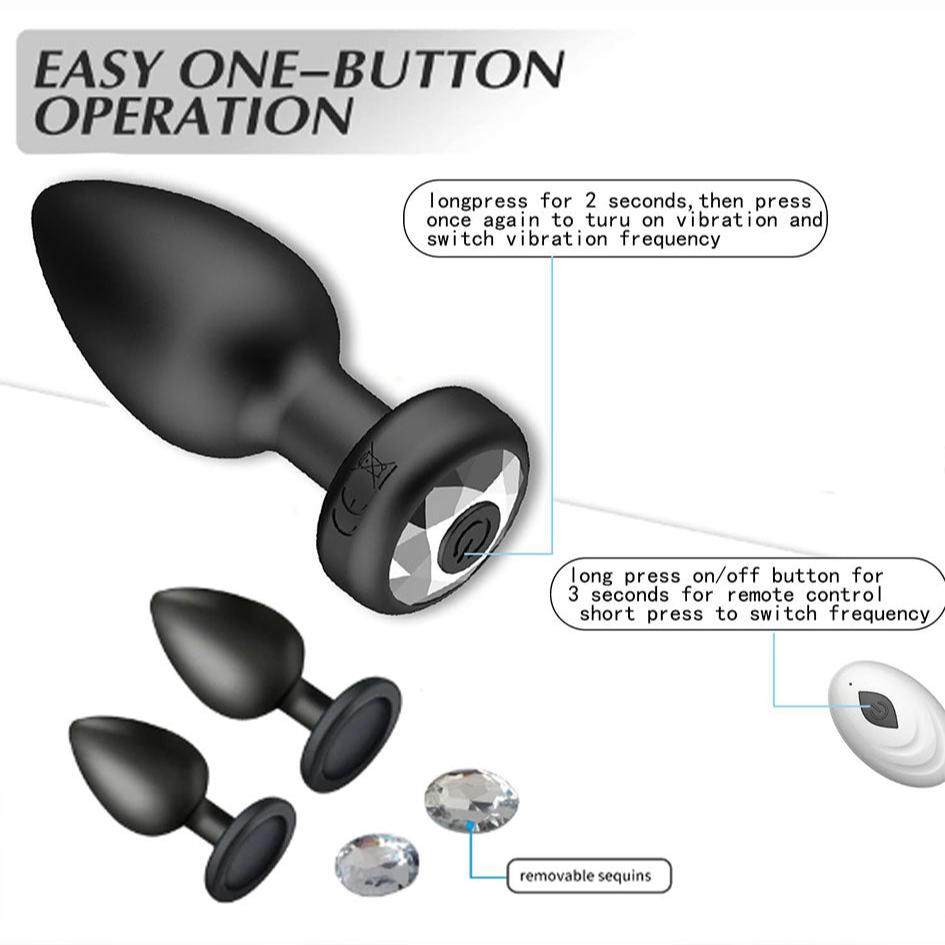 Anal plug adult sex toy with LED and vibration, waterproof, rechargeable, suitable for beginners, features remote control and multiple vibration modes.