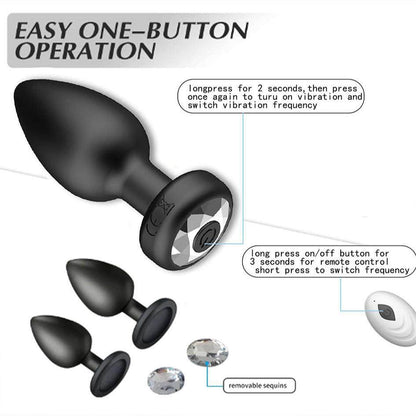 Anal plug adult sex toy with LED and vibration, waterproof, rechargeable, suitable for beginners, features remote control and multiple vibration modes.