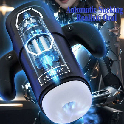 Automatic telescopic sucking male masturbator gamepad with realistic design and multiple sensation modes.