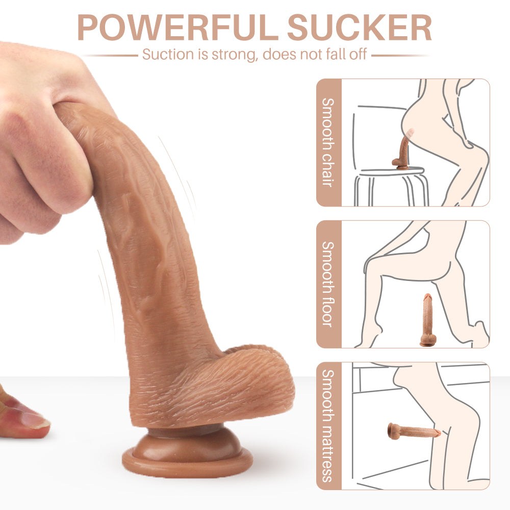 Realistic dildo pump with suction and vibration features for versatile use.