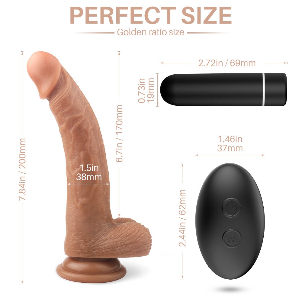 Realistic dildo pump with bendable shaft, rechargeable bullet, and suction-cup base.