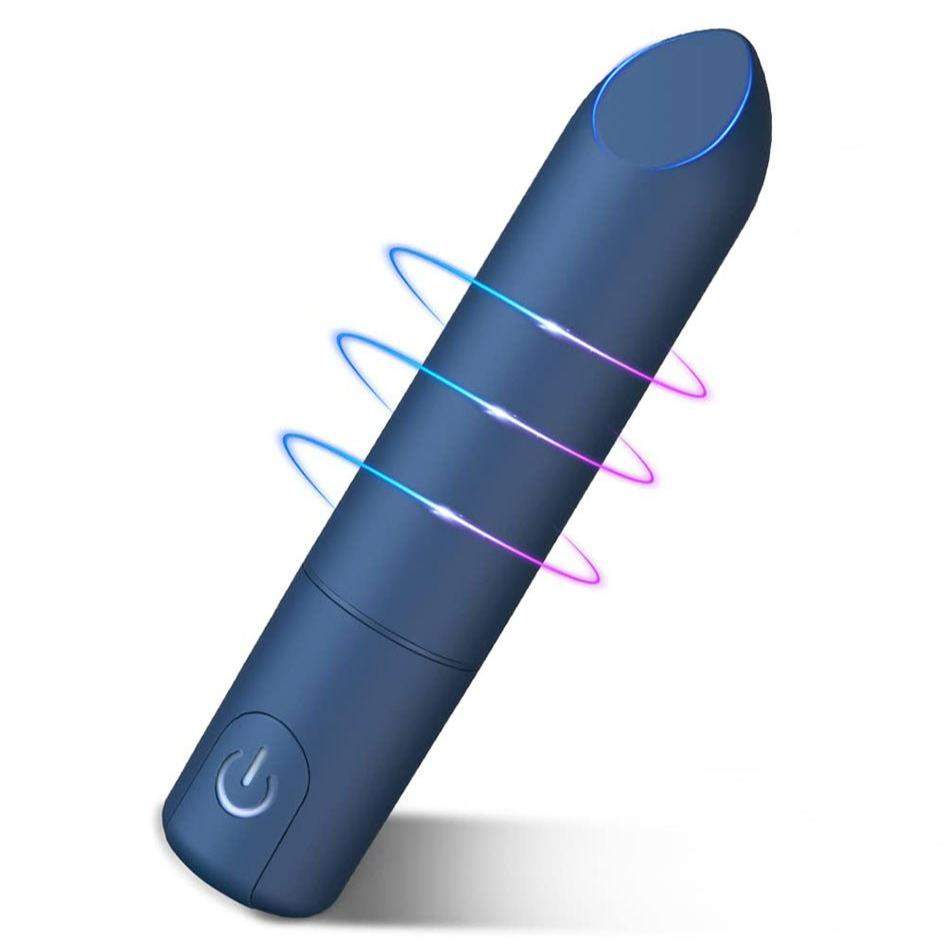 Bullet vibrator with angled tip for precision clitoral stimulation, featuring 10 vibration settings, rechargeable and waterproof design.