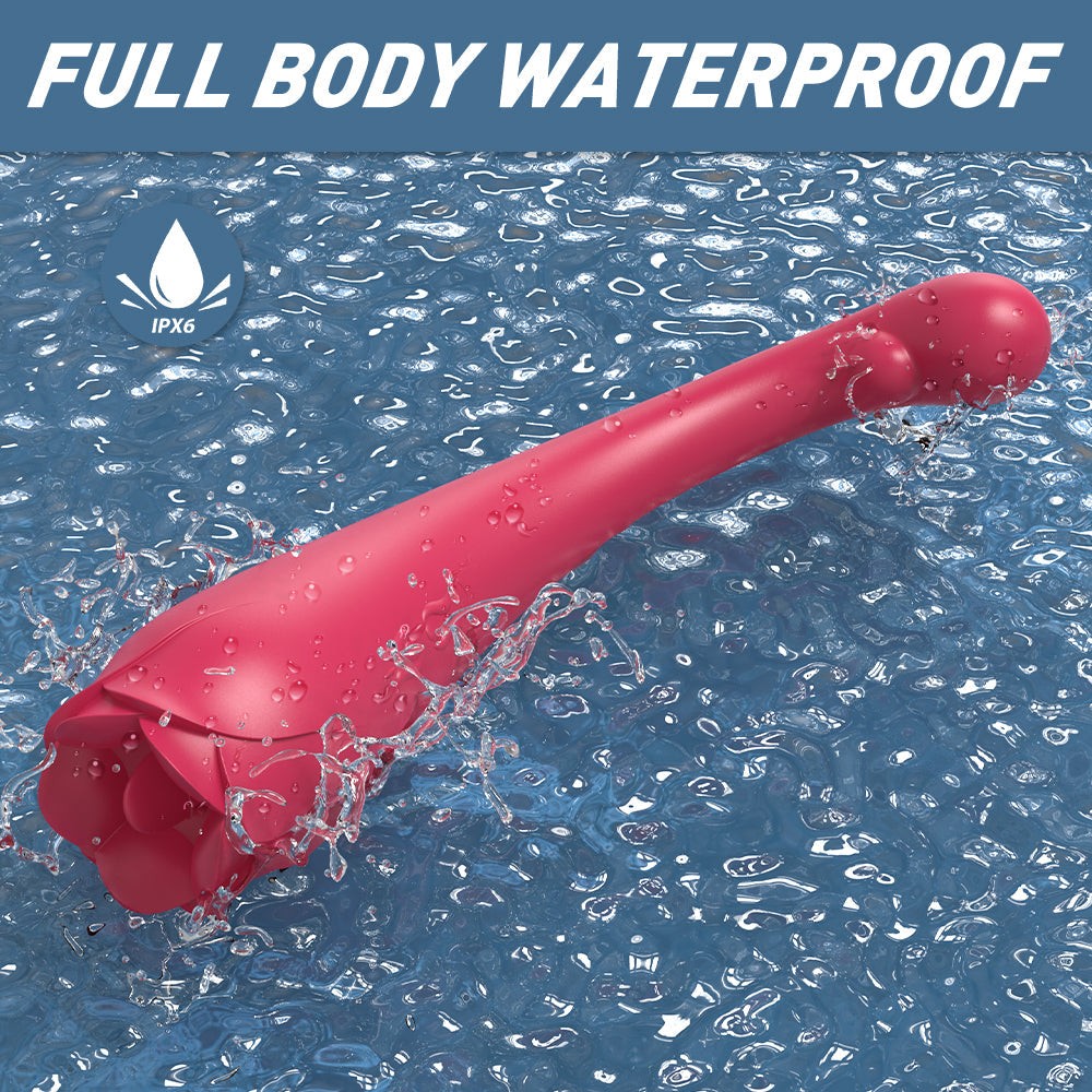 Flower-shaped waterproof clitoral and G-spot licking dildo in water.