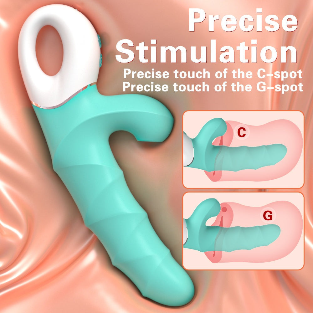 2-in-1 Greedy Girl Dual-Control Suction Vibrator with ribbed design, clitoral suction, and 18 vibration combinations.
