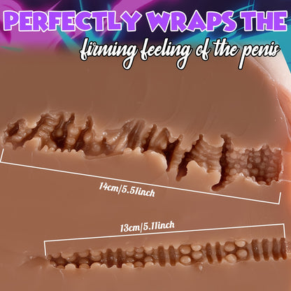 Realistic 3D Textured Sucking Vibrating Male Masturbator with Rechargeable Battery