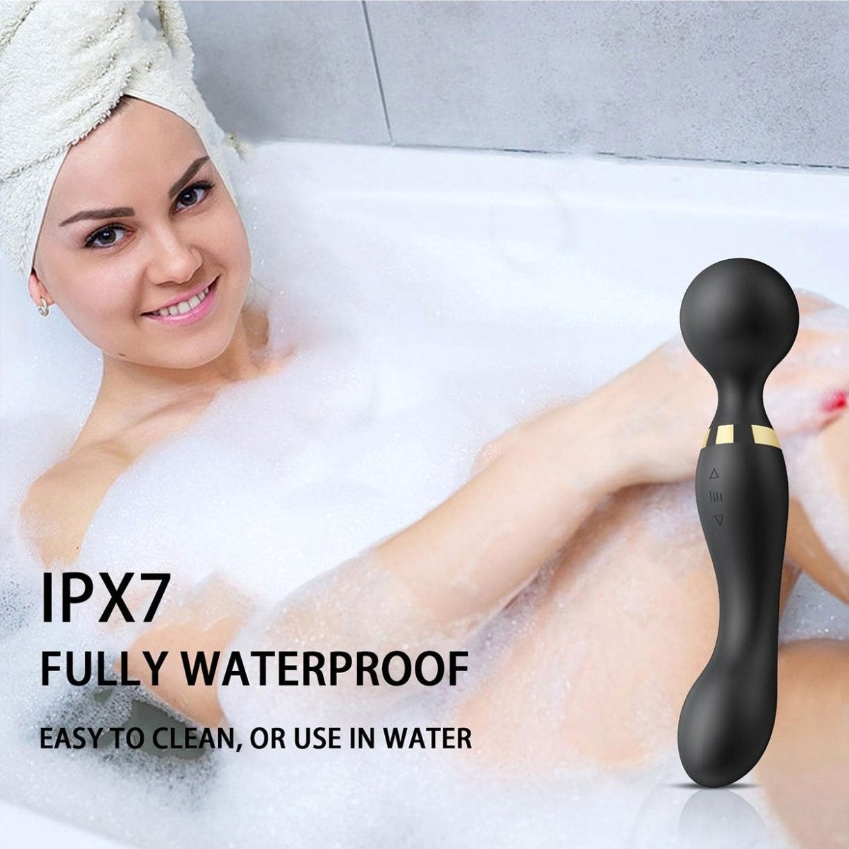 IPX7 waterproof double head vibrator wand, clit stimulator, easy to clean, cordless, perfect for bath use.
