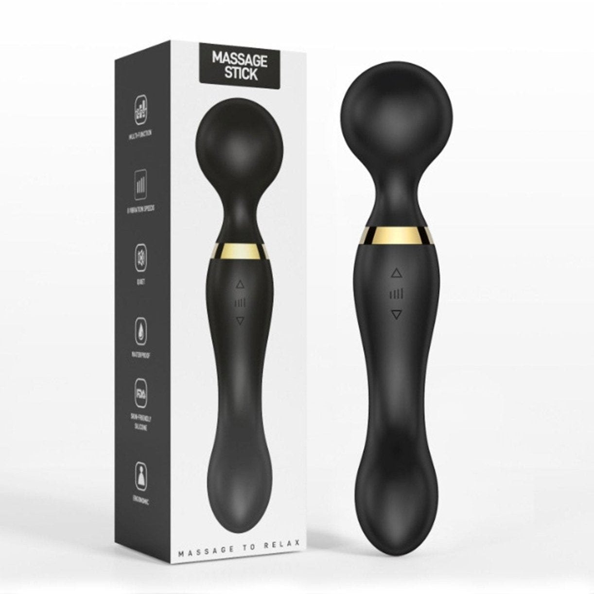 Double head vibrator wand with box, featuring 20 modes and 8 speeds for targeted clit stimulation.