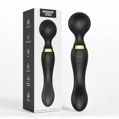 Double head vibrator wand with box, featuring 20 modes and 8 speeds for targeted clit stimulation.