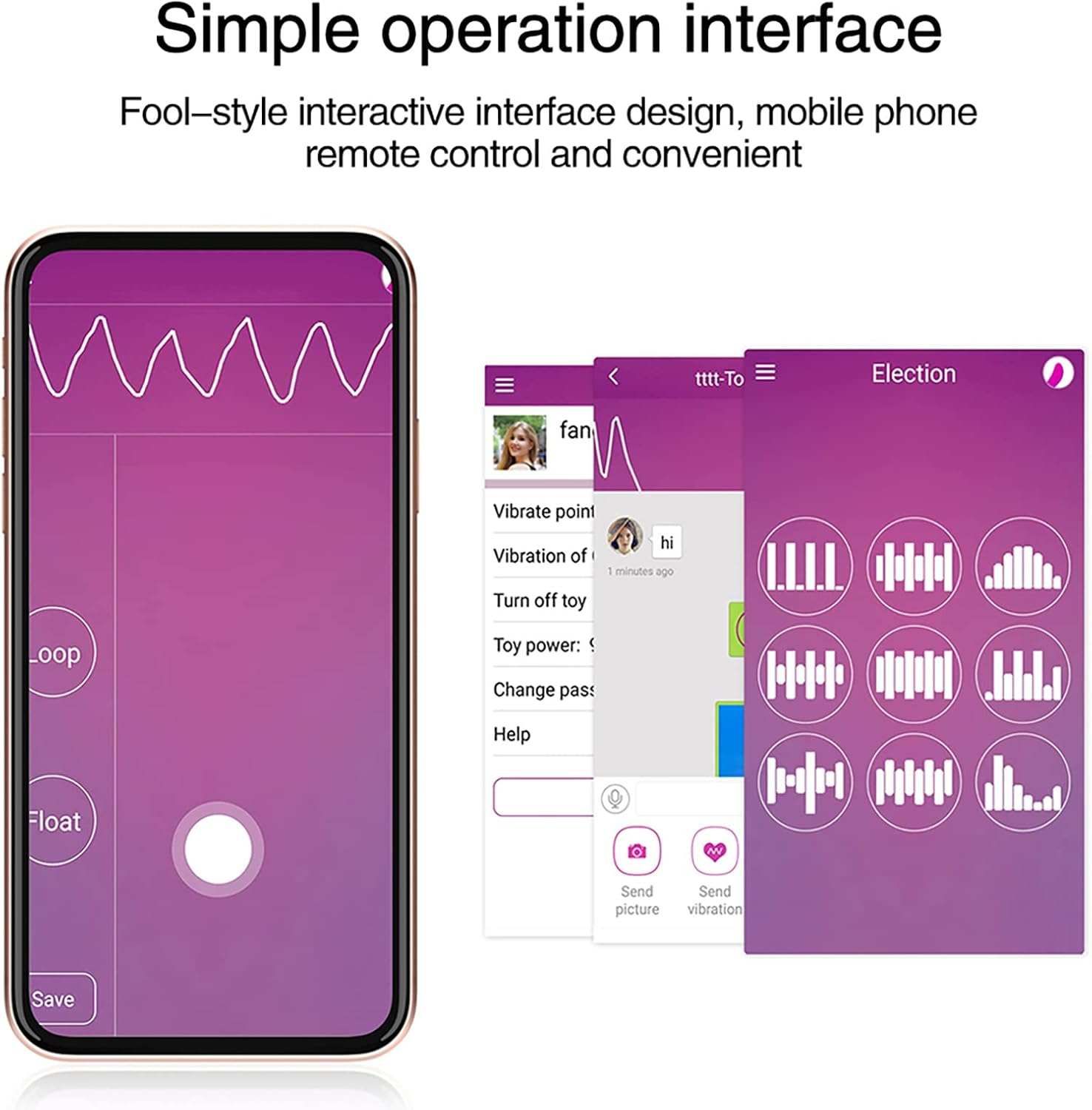Male Prostate Massage Bluetooth App interface with smartphone control options.