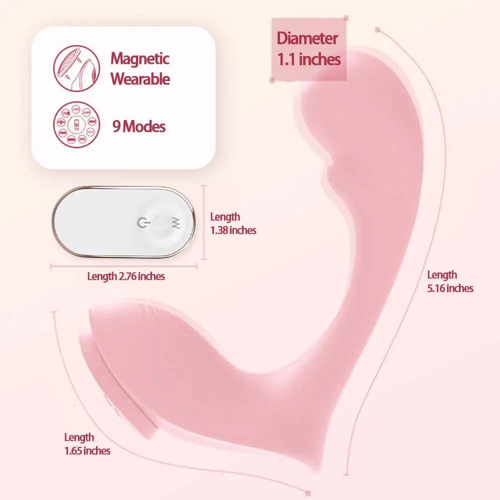 Remote-controlled wearable magnetic vibrating egg with 9 modes, discreet design, and remote.